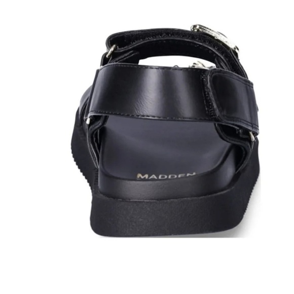 NWT! In Box! Madden NYC Black Women's Double Buckle Footbed Sandals Size 8.5 - Picture 3 of 14